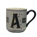 Anthropologie Tiled Margot Monogram Mug Letter A Black White Gold Mosaic Bistro