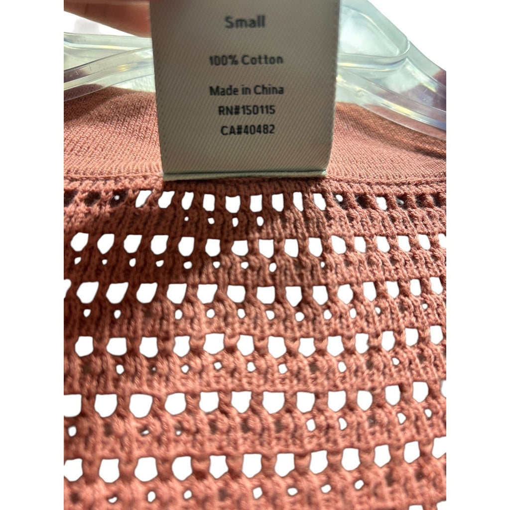 Varley Otto Knit Vest Terracotta Rose Cotton Open Knit Polo Sweater S Coastal