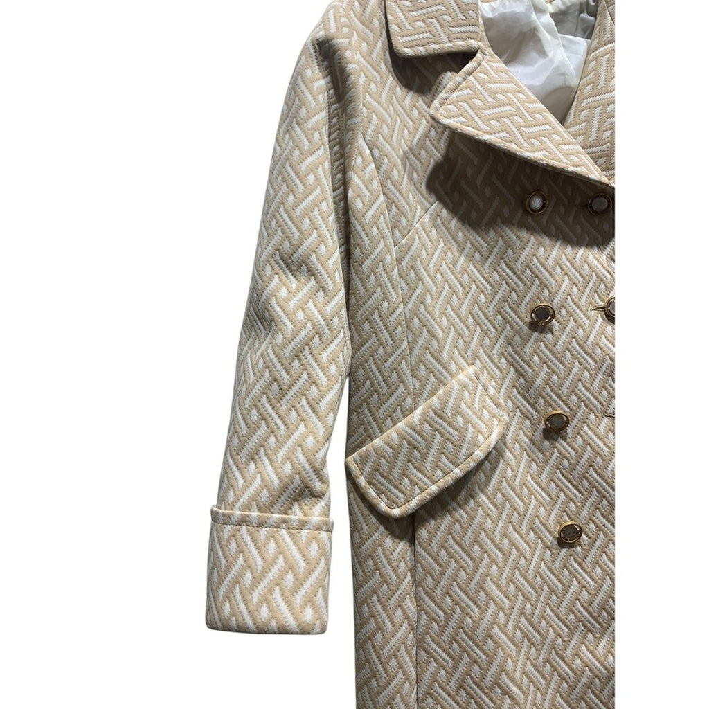 Vintage Sears Perma-Prest Coats Womens Beige Double Breasted Trench Coat Size 16