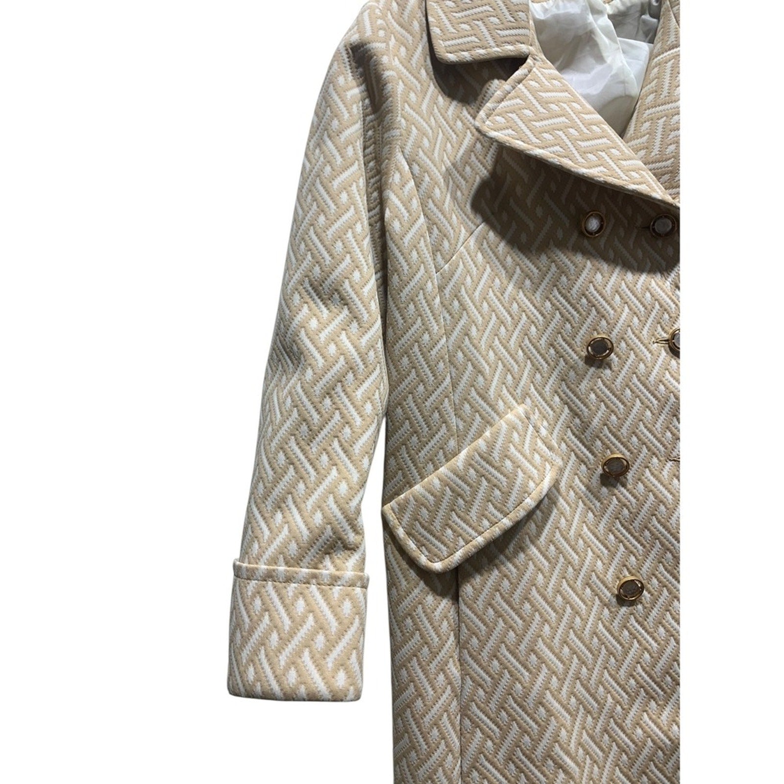 Vintage Sears Perma-Prest Coats Womens Beige Double Breasted Trench Coat Size 16