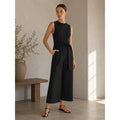 Reformation Black Linen Sleeveless Tie Waist Wide Leg Jumpsuit Womens 12
