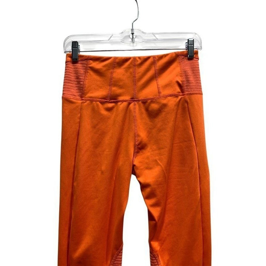 Free People Movement Womens Orange Ribbed Moto High Rise Leggings Size Small