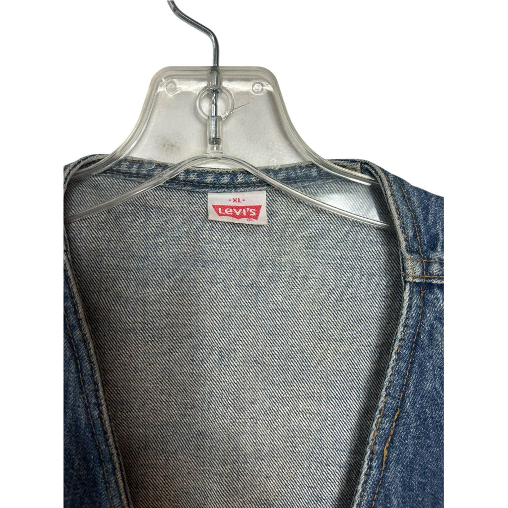 Vintage Levis Orange Tab Denim Vest Mens XL Blue Button Front V-Neck 70s 80s
