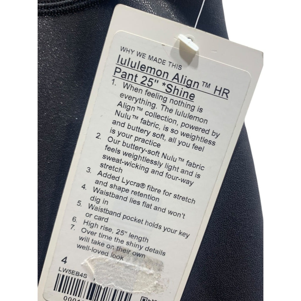 Lululemon Align HR Pant 25 Shine Black Textured Shiny Leggings Size 4