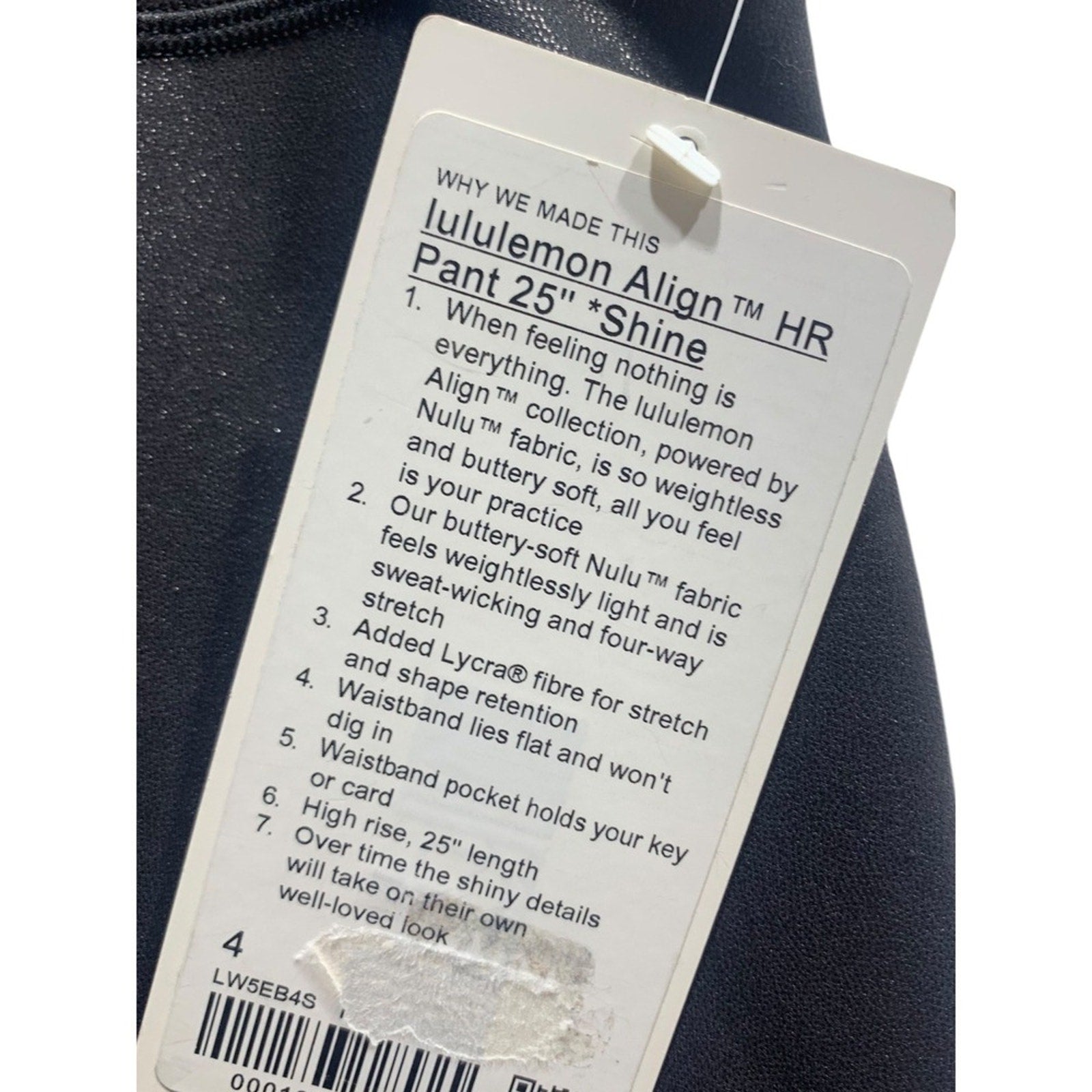 Lululemon Align HR Pant 25 Shine Black Textured Shiny Leggings Size 4