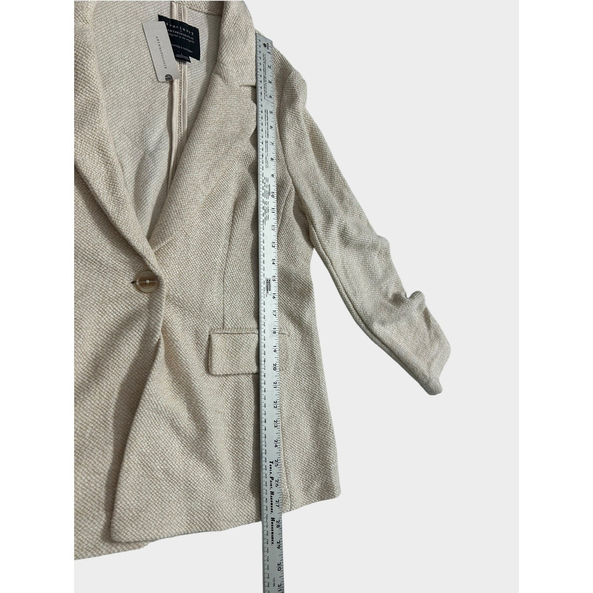 Sanctuary x Anthropologie Cream Textured Single Button Blazer Jacket Size L