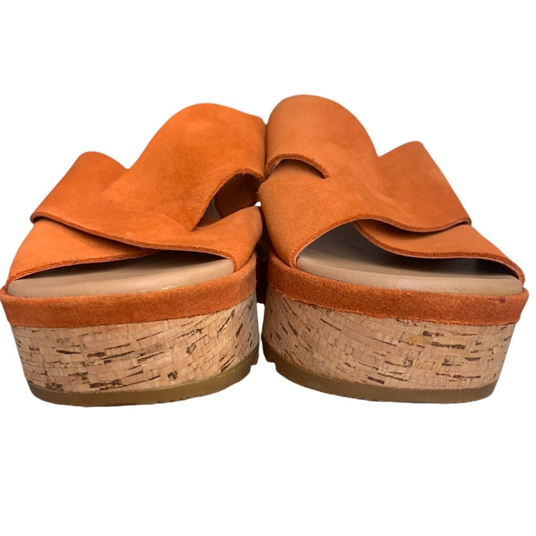 SOREL Sandal Cameron Flatform Mule Suede Orange SZ 7.5