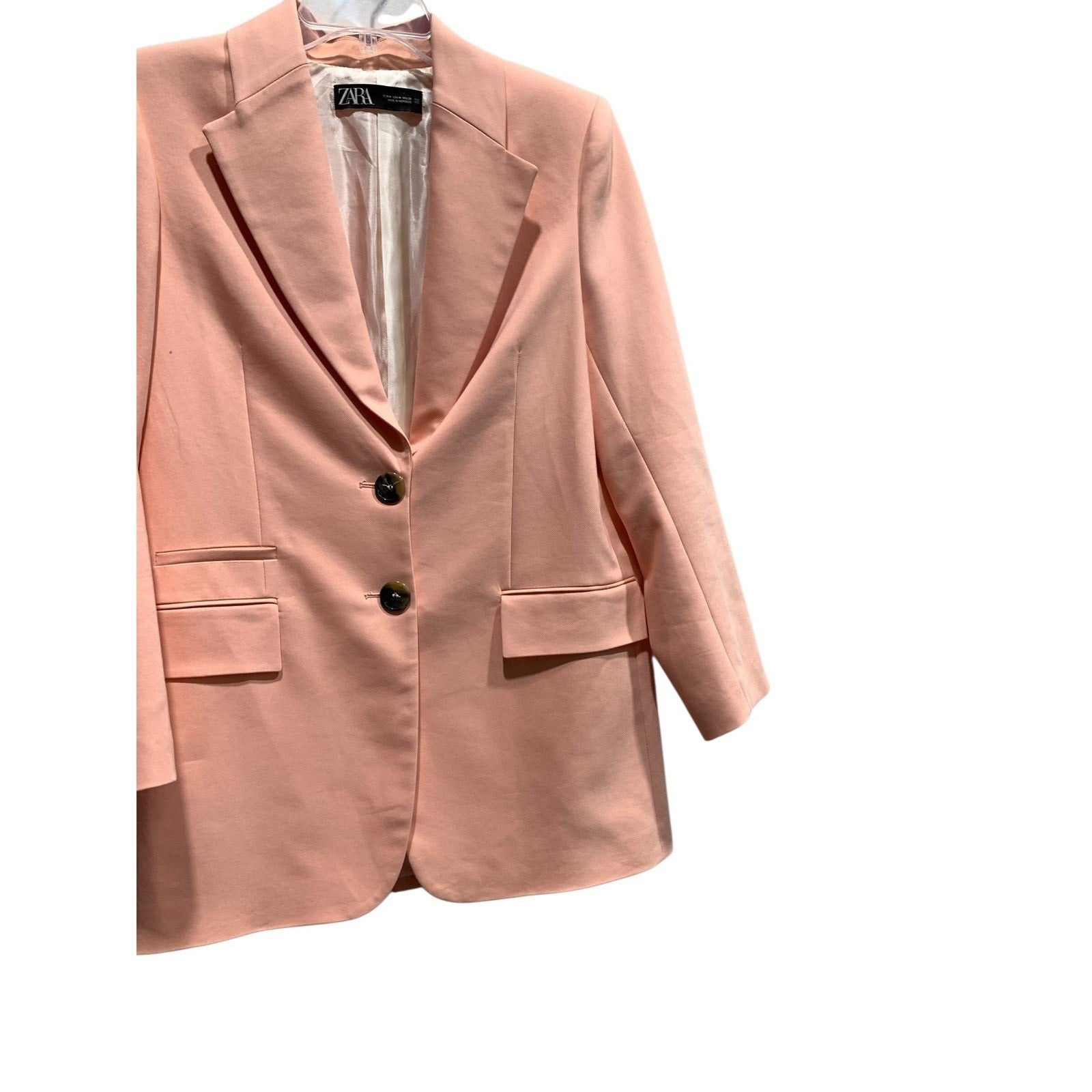 Zara Womens Peach Pink Tailored Longline Blazer Jacket 2851/230/666 Size M