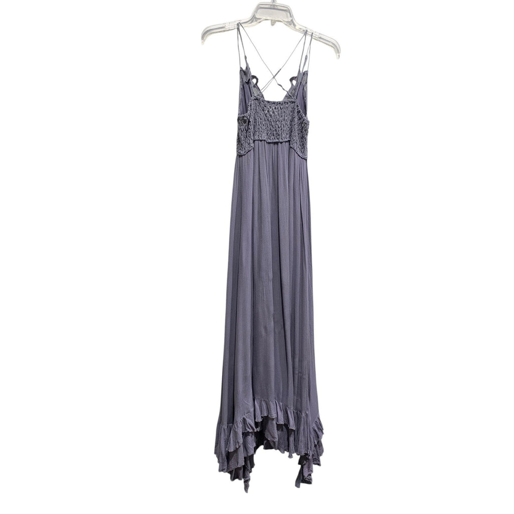 Free People Adella Lace Maxi Dress Lavender Purple Lace Strap Ruffle S/P
