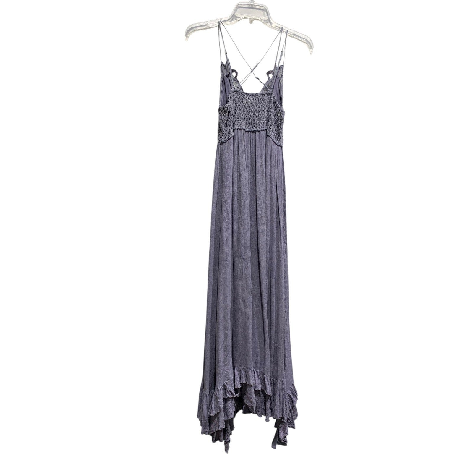 Free People Adella Lace Maxi Dress Lavender Purple Lace Strap Ruffle S/P