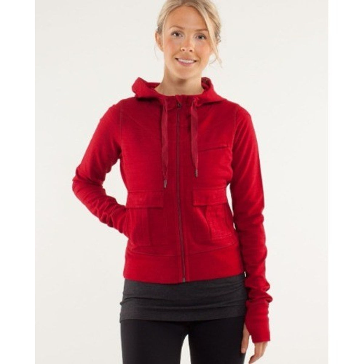 Lululemon Carry And Go Hoodie Commuter Denim Deepest Cranberry Red Zip Jacket 8