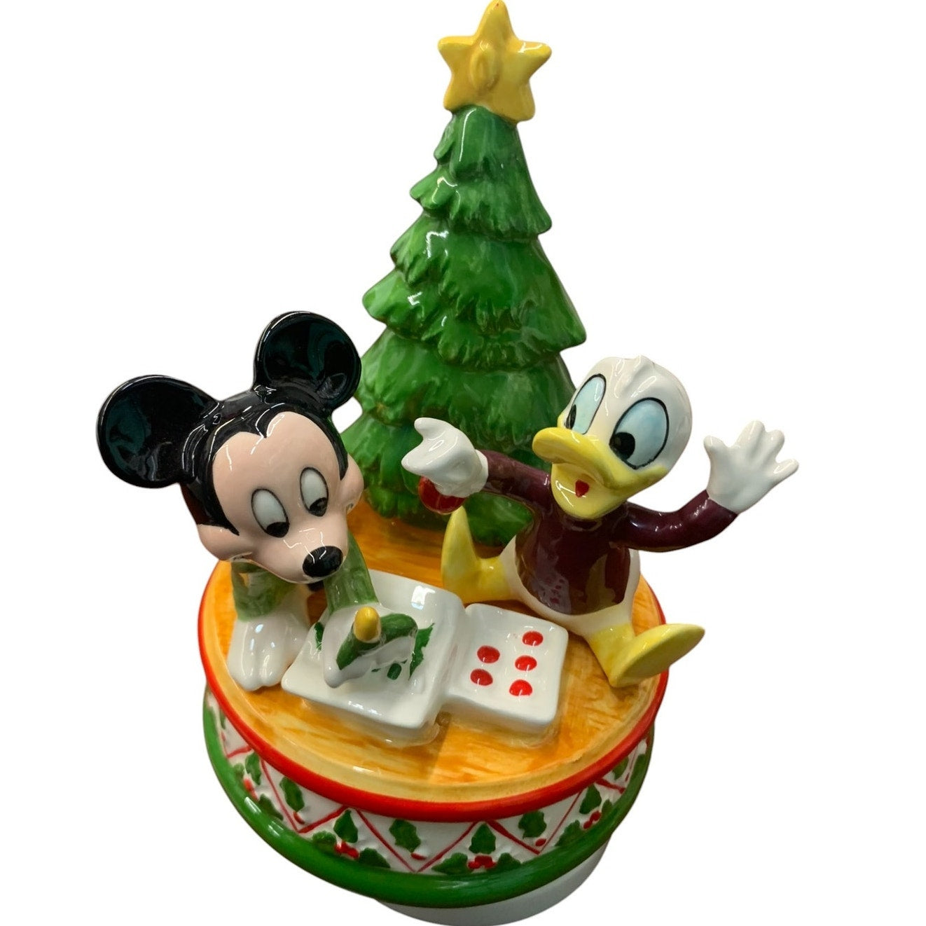 Vintage Disney SCHMID Mickey Mouse Donald Duck  Music Box Figure