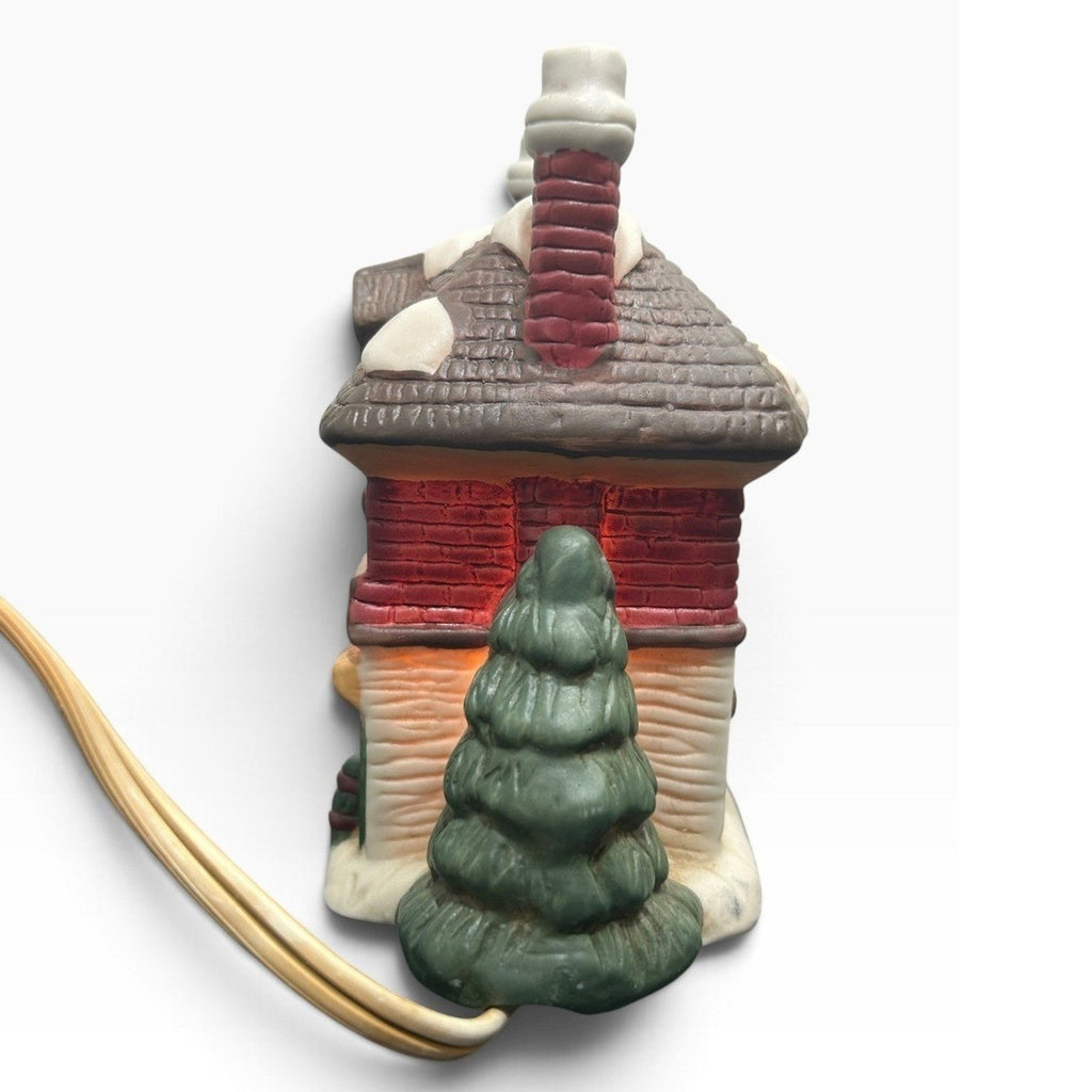 Electric Lighted Ceramic Dickens House Christmas Village Inn Snow Covered Decor