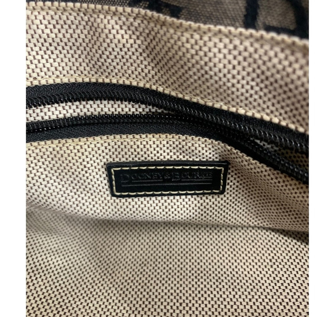 Dooney Bourke Small Double Handle Tote Signature DB Monogram Canvas Leather Trim