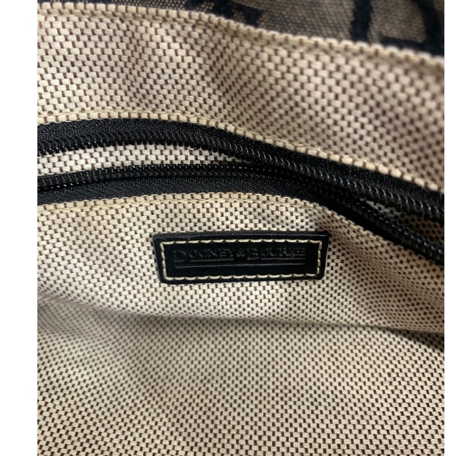 Dooney Bourke Small Double Handle Tote Signature DB Monogram Canvas Leather Trim