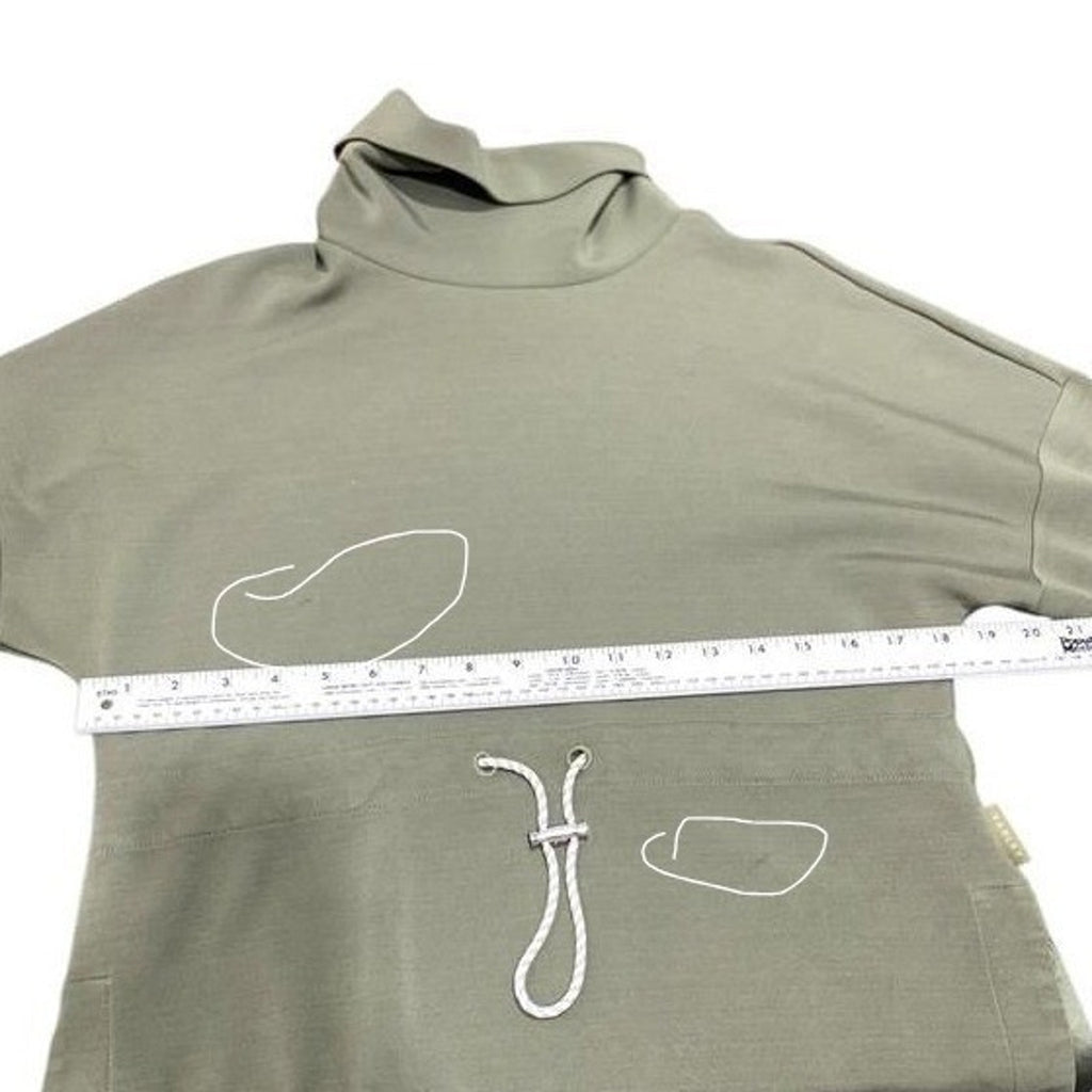 Varley Freya Sweat Olive Green DoubleSoft Cowl Neck Drawstring Pullover Small
