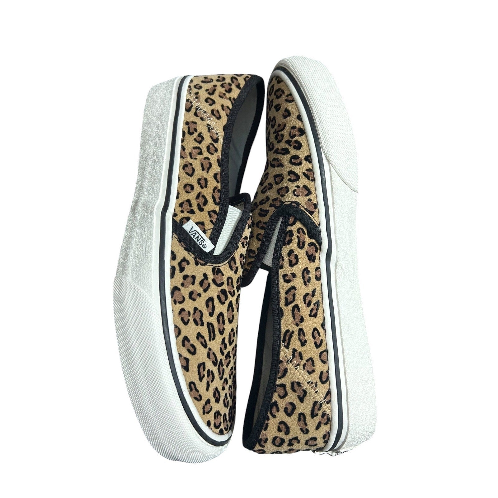 Vans Slip-On SF Mini Leopard Print Sneakers Tan Black Womens 8 NEW streetwear