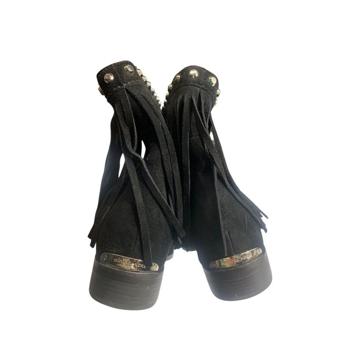 Michael Kors Black Suede Fringe Studded Ankle Boots Size 7M