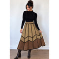 Young East Vintage 70s Patchwork Suede Leather Crochet Trim Midi Skirt Brown 7/8