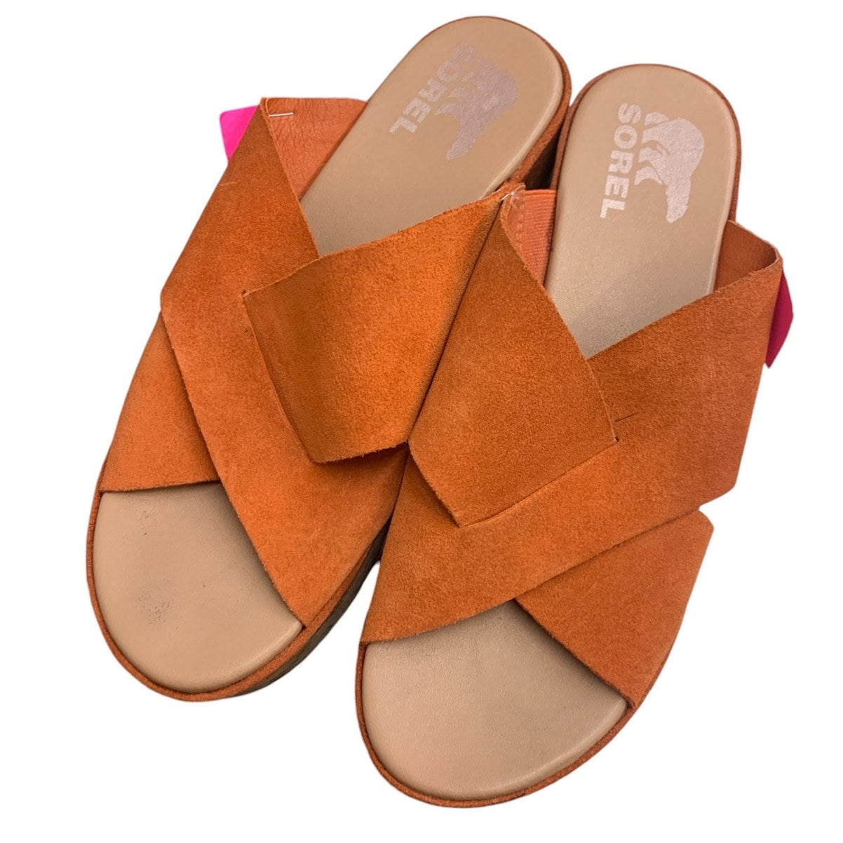 SOREL Sandal Cameron Flatform Mule Suede Orange SZ 7.5