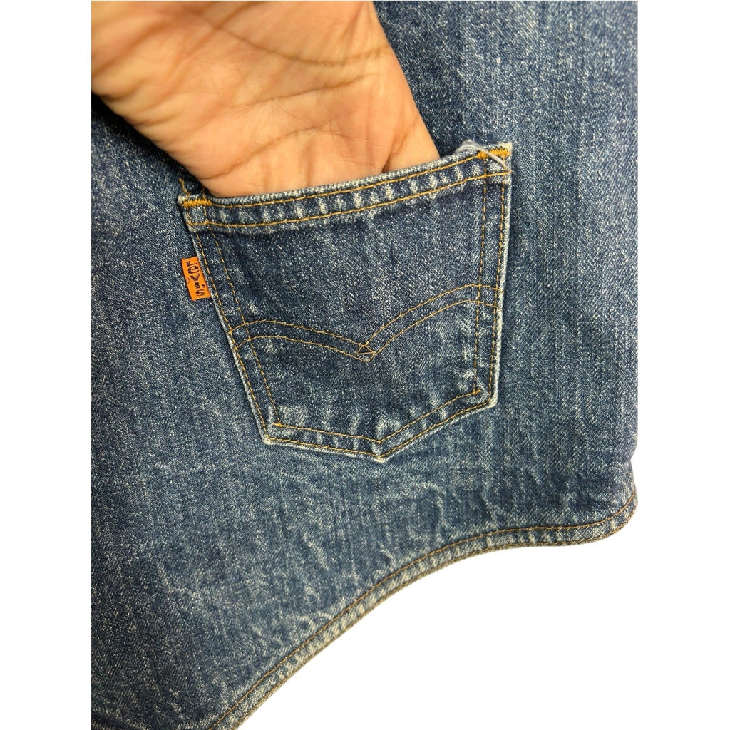 Vintage Levis Orange Tab Denim Vest Mens XL Blue Button Front V-Neck 70s 80s