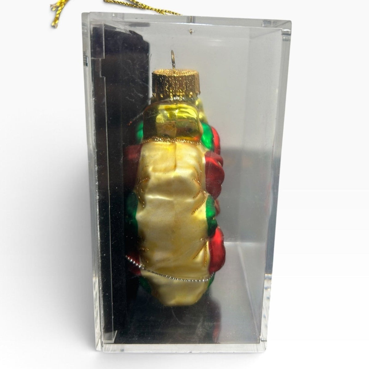 Unique Treasures Hand Painted Glass Poinsettia Christmas Ornament Red Gold Green