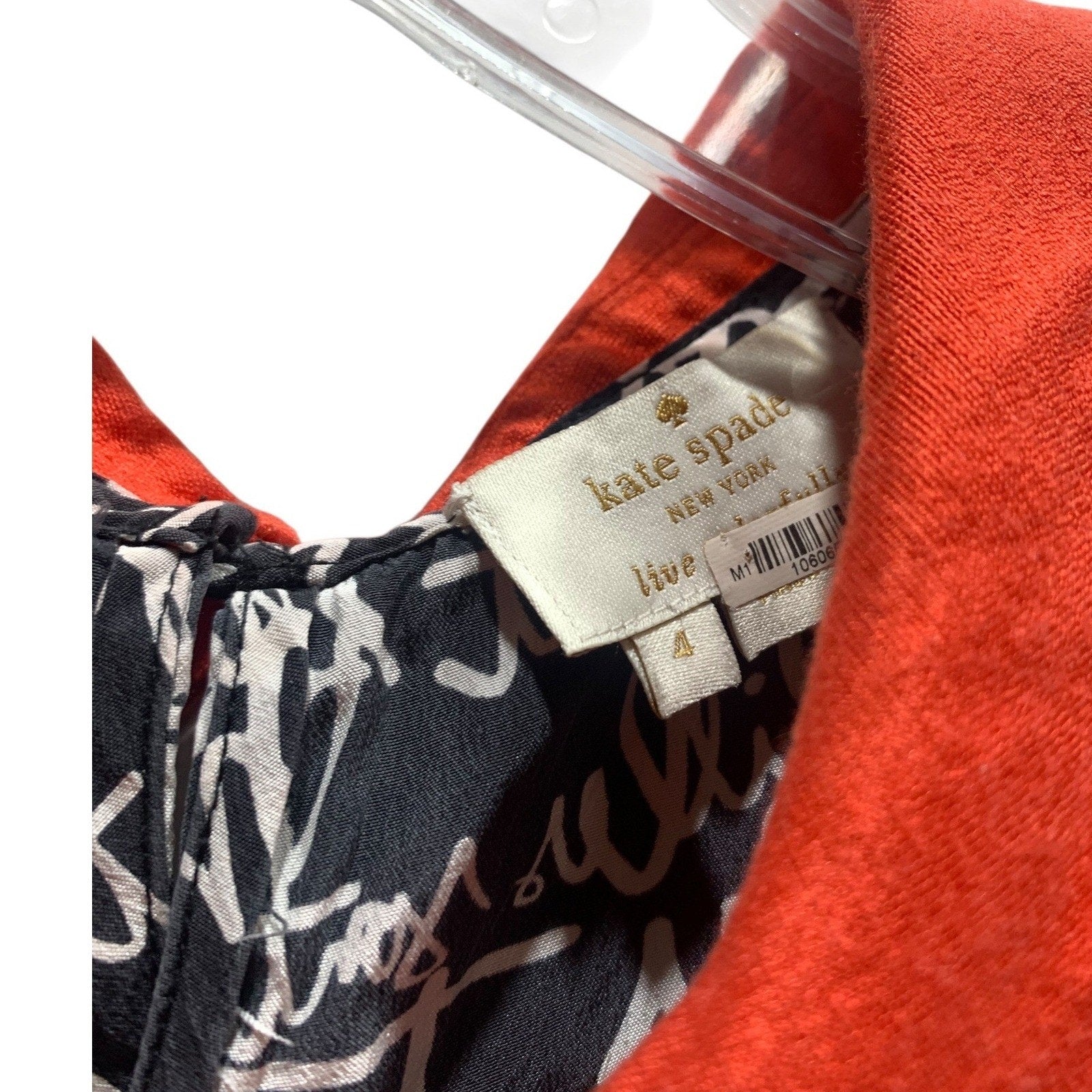 Kate Spade Toutes les Filles sont Folles Script Blouse Navy Red Collar Size 4