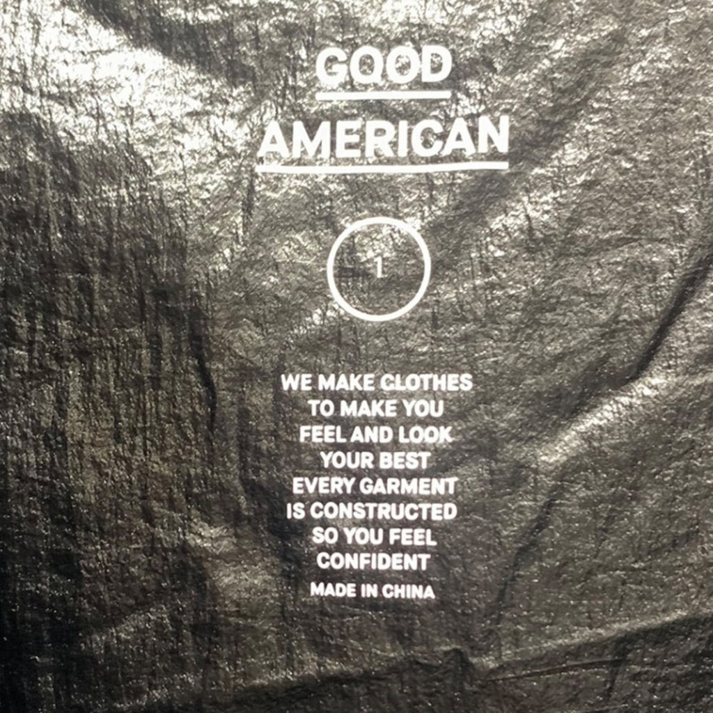 GOOD AMERICAN the metallic duster Black Metallic  Hooded Jacket Drawstring SZ 1