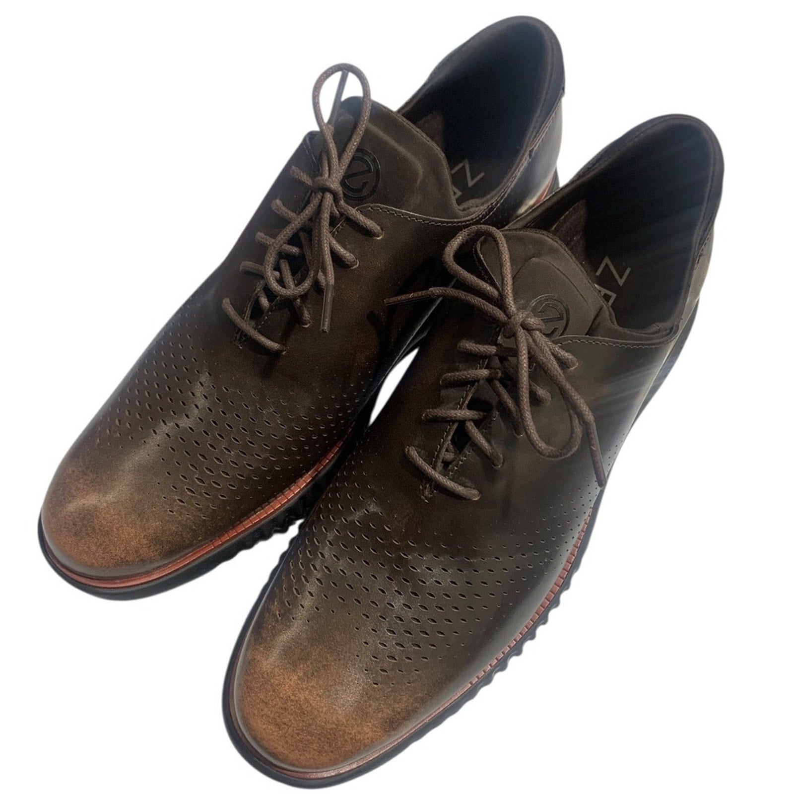 Cole Haan GrandPro Perforated Leather Derby Shoes Men's Size 12M Brown Lace Up