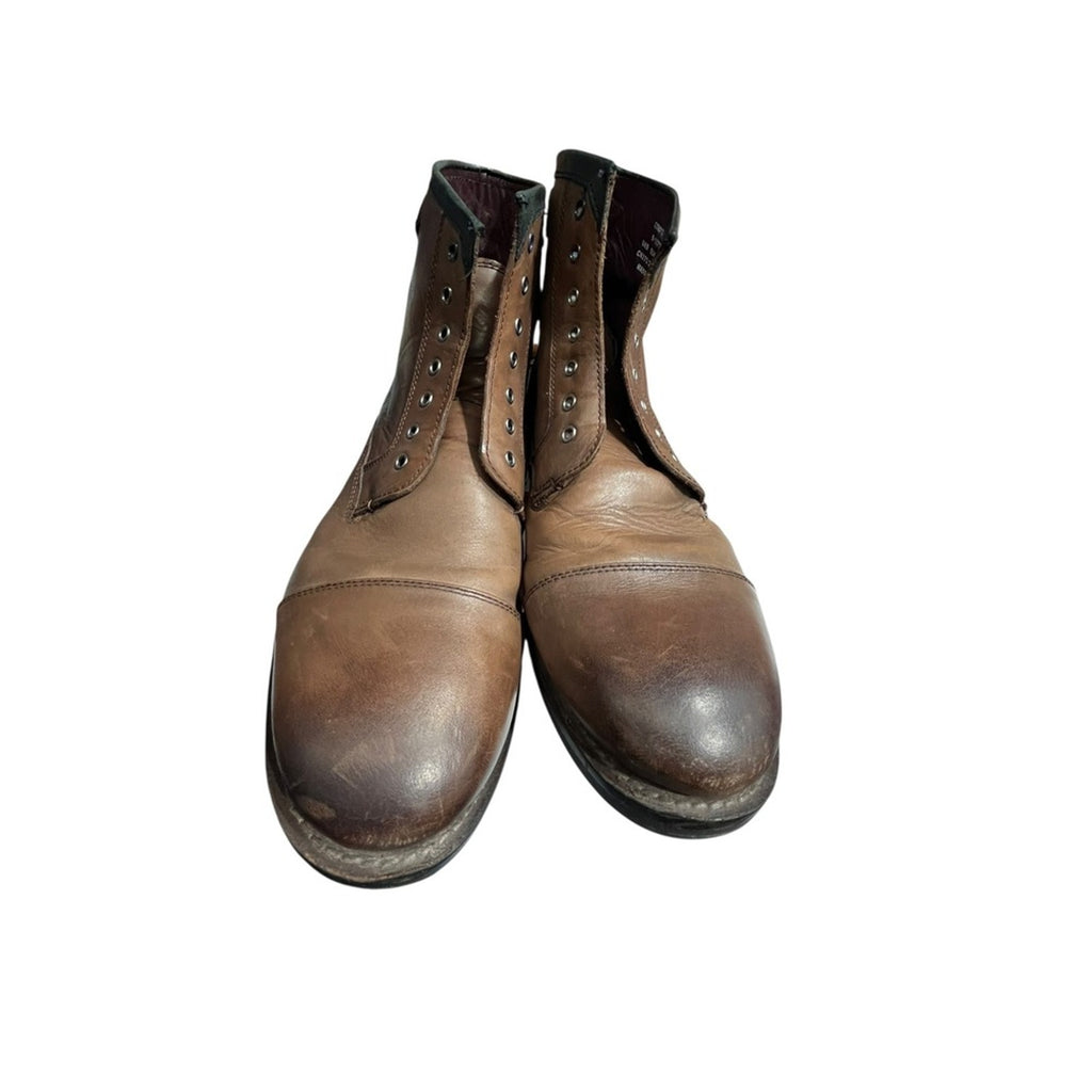 Ted Baker Comptan Brown Leather Cap Toe Lace Up Ankle Boots Mens UK 9 US 10