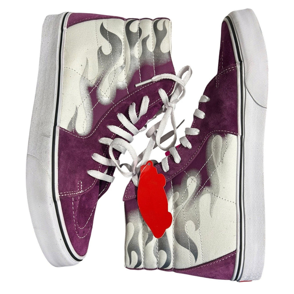 Vans Sk8-Hi Purple White Silver Flame High Top Sneakers Mens 12 Womens 13.5