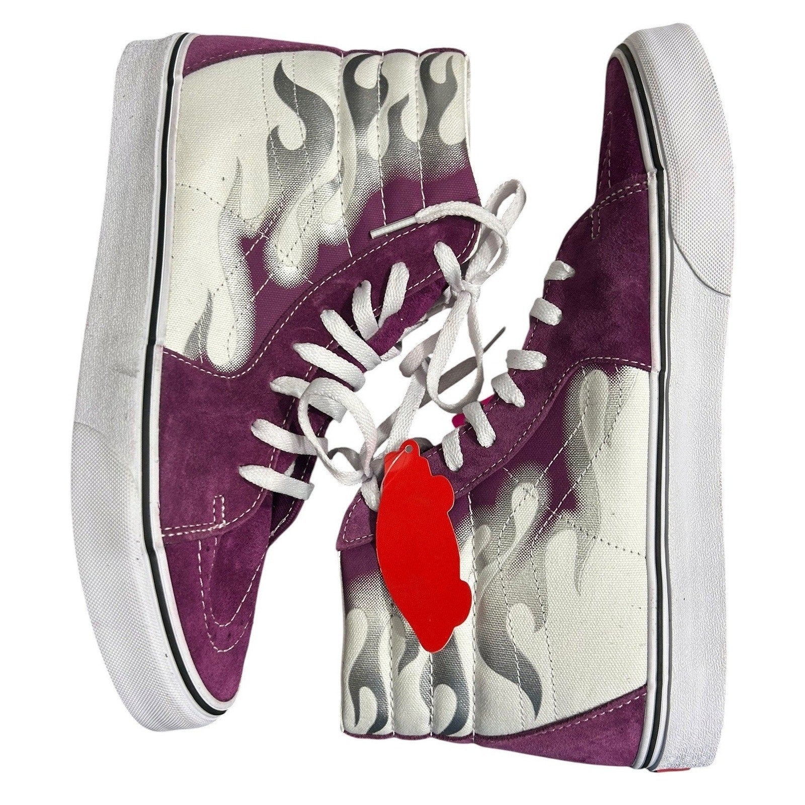 Vans Sk8-Hi Purple White Silver Flame High Top Sneakers Mens 12 Womens 13.5