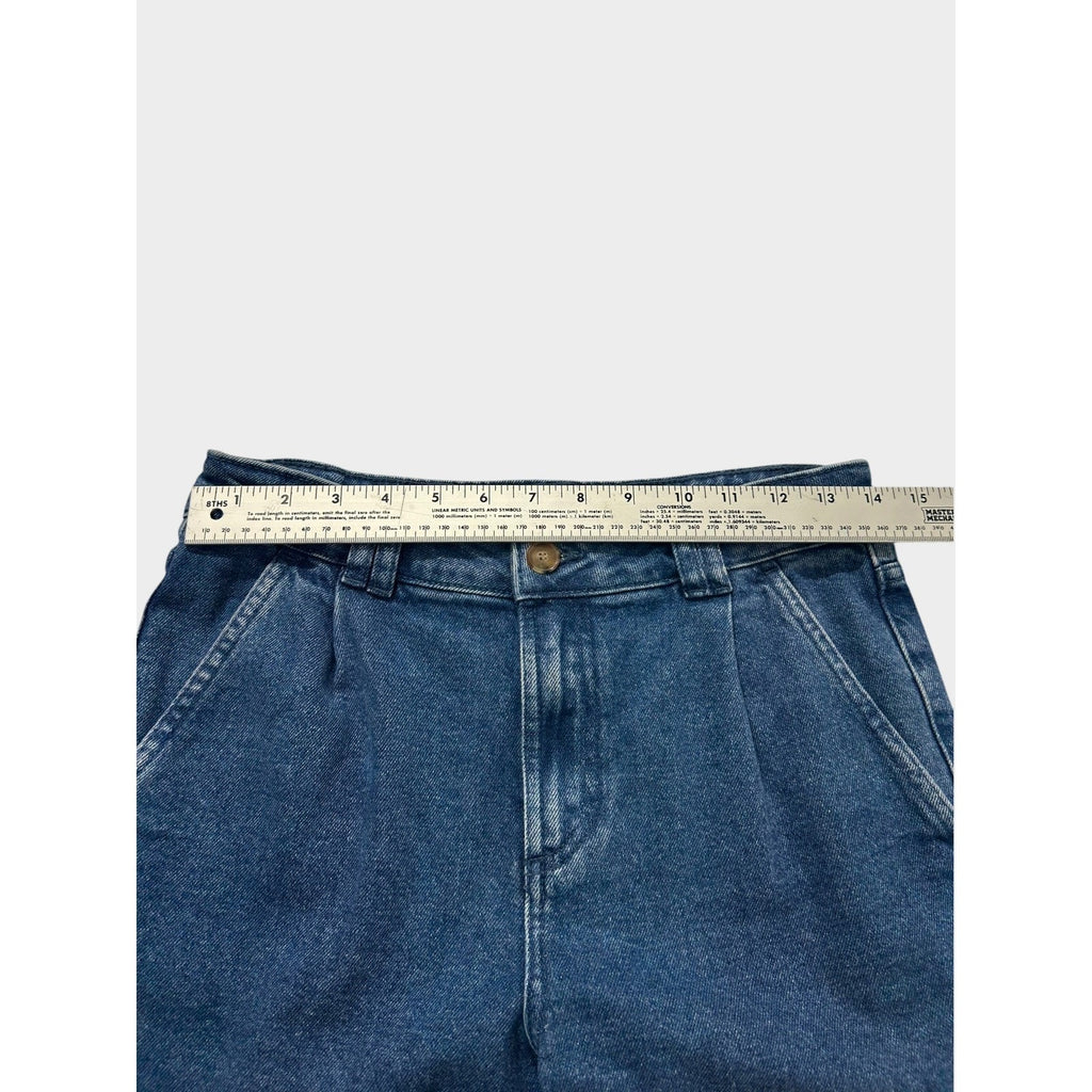 Sezane Paris High Waisted Pleated Tapered Jeans Blue Denim Size 36 US 4 6