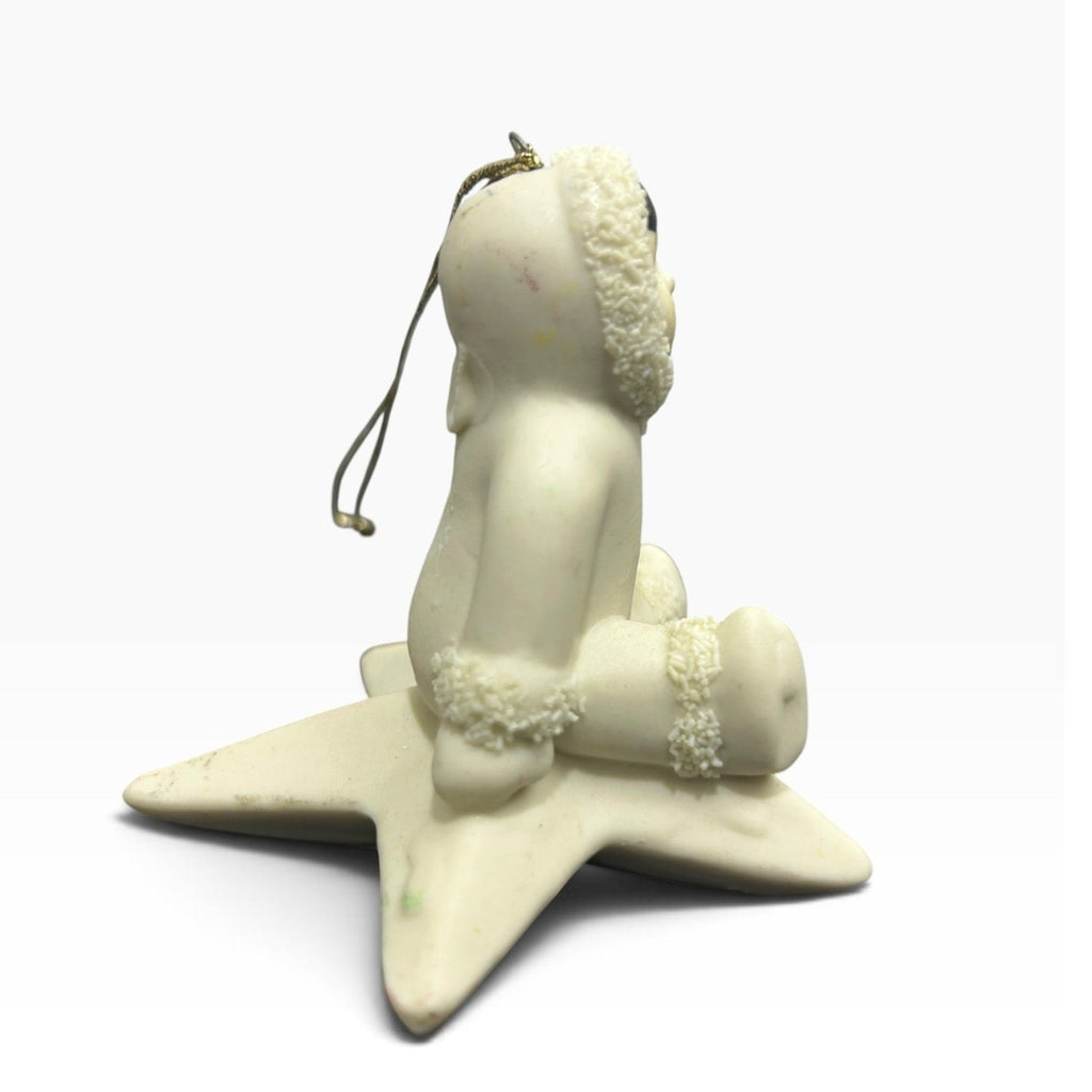 Dept 56 Snow Babies Figurine Sitting on Star Bisque Porcelain Ornament