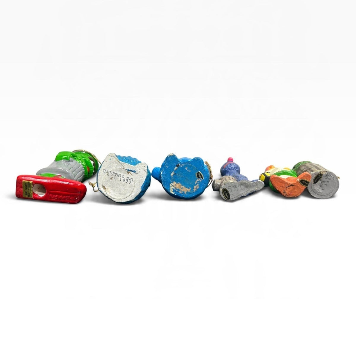 Vintage 1977 Sesame Street Muppets Christmas Ornaments Lot Cookie Monster Oscar