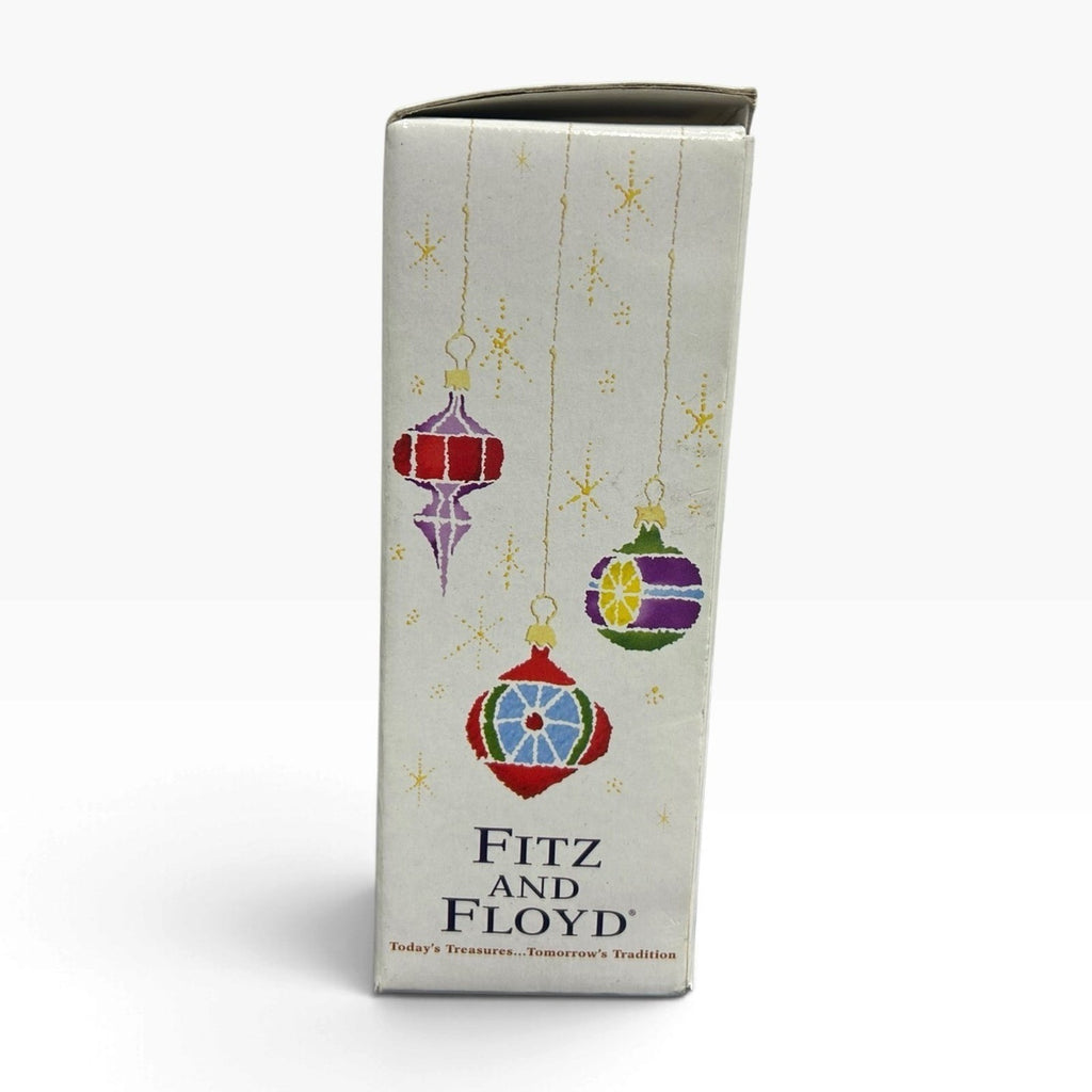 Fitz and Floyd Christmas Court Girl Bear Glass Ornament 5x3.5 in Box