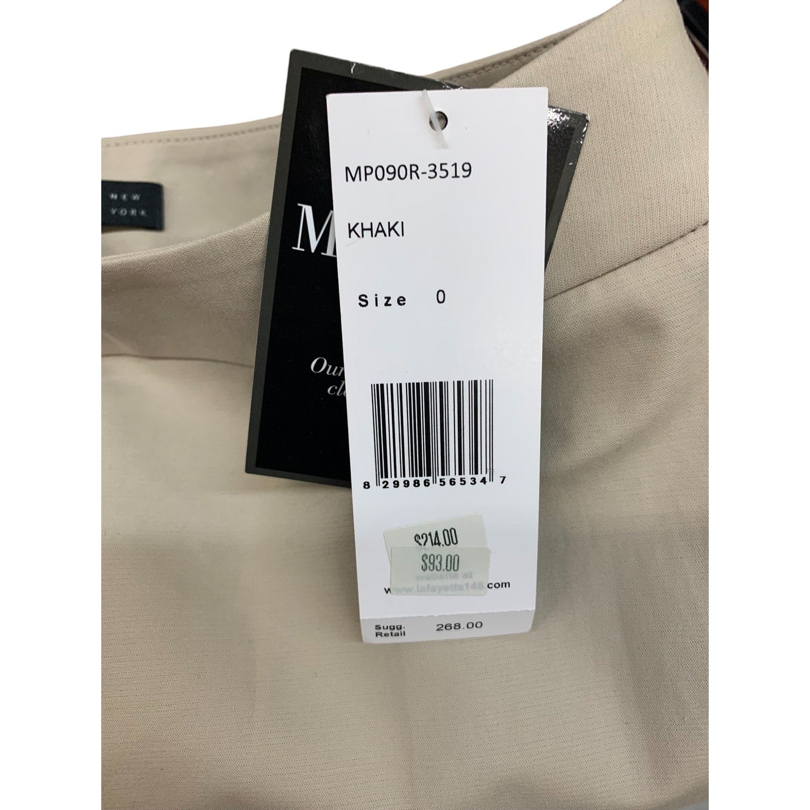 NWT Lafayette 148 Gramercy Pants SZ 0 Khaki