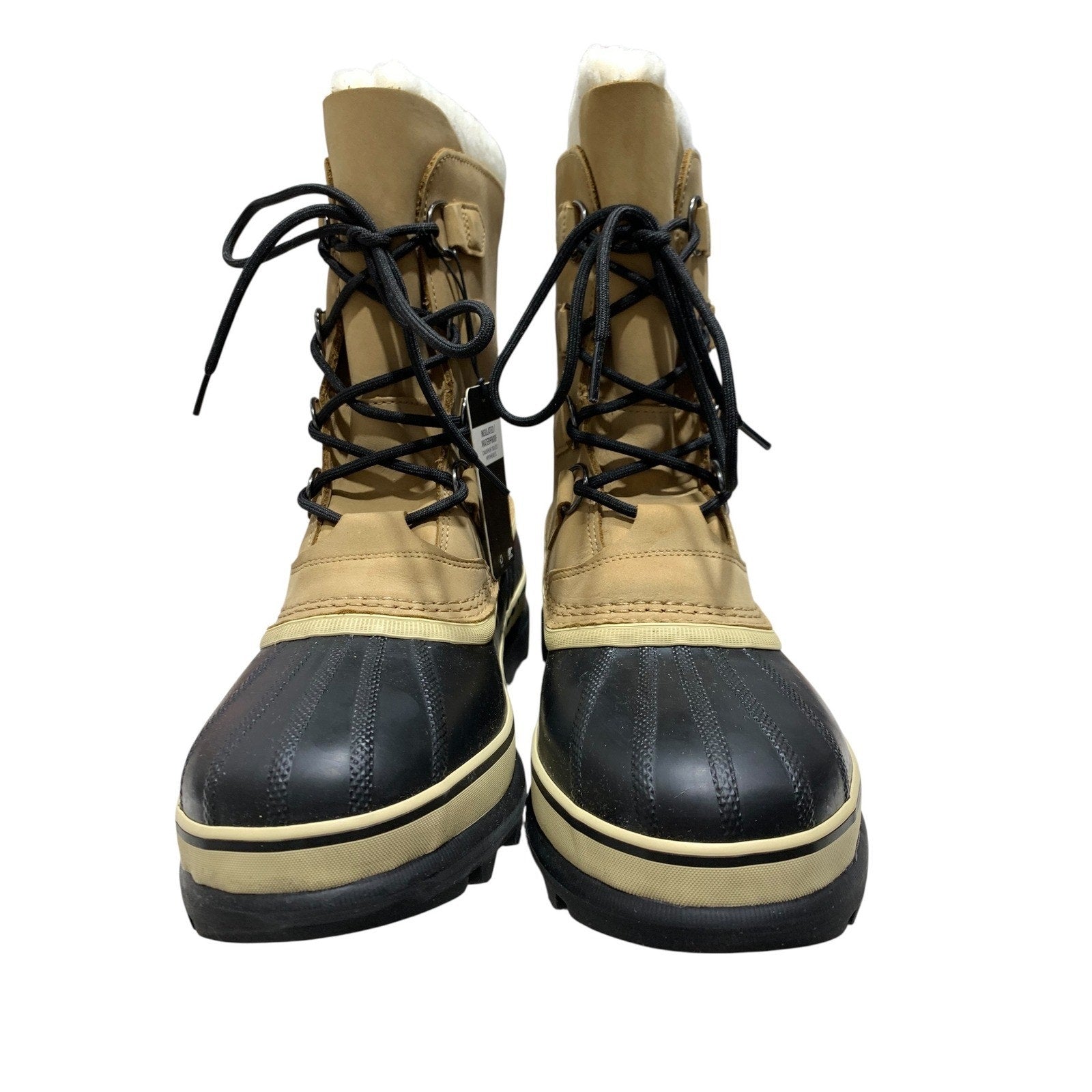 Sorel Caribou Mens Waterproof Winter Snow Boots Buff Black NM1000-281 Size 11