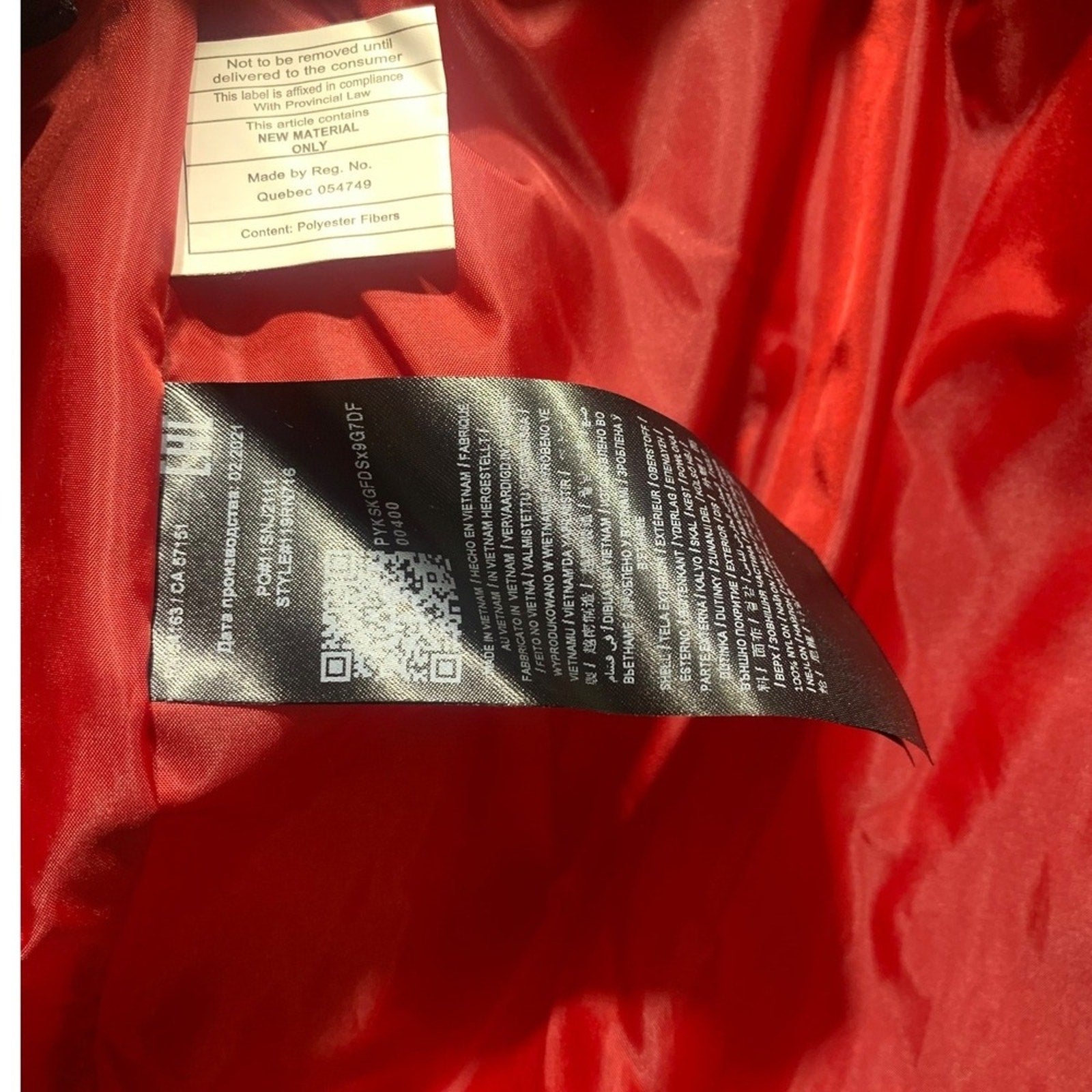 Guess Puffer Jacket Hooded Red Full Zip Zip Pockets Men XL