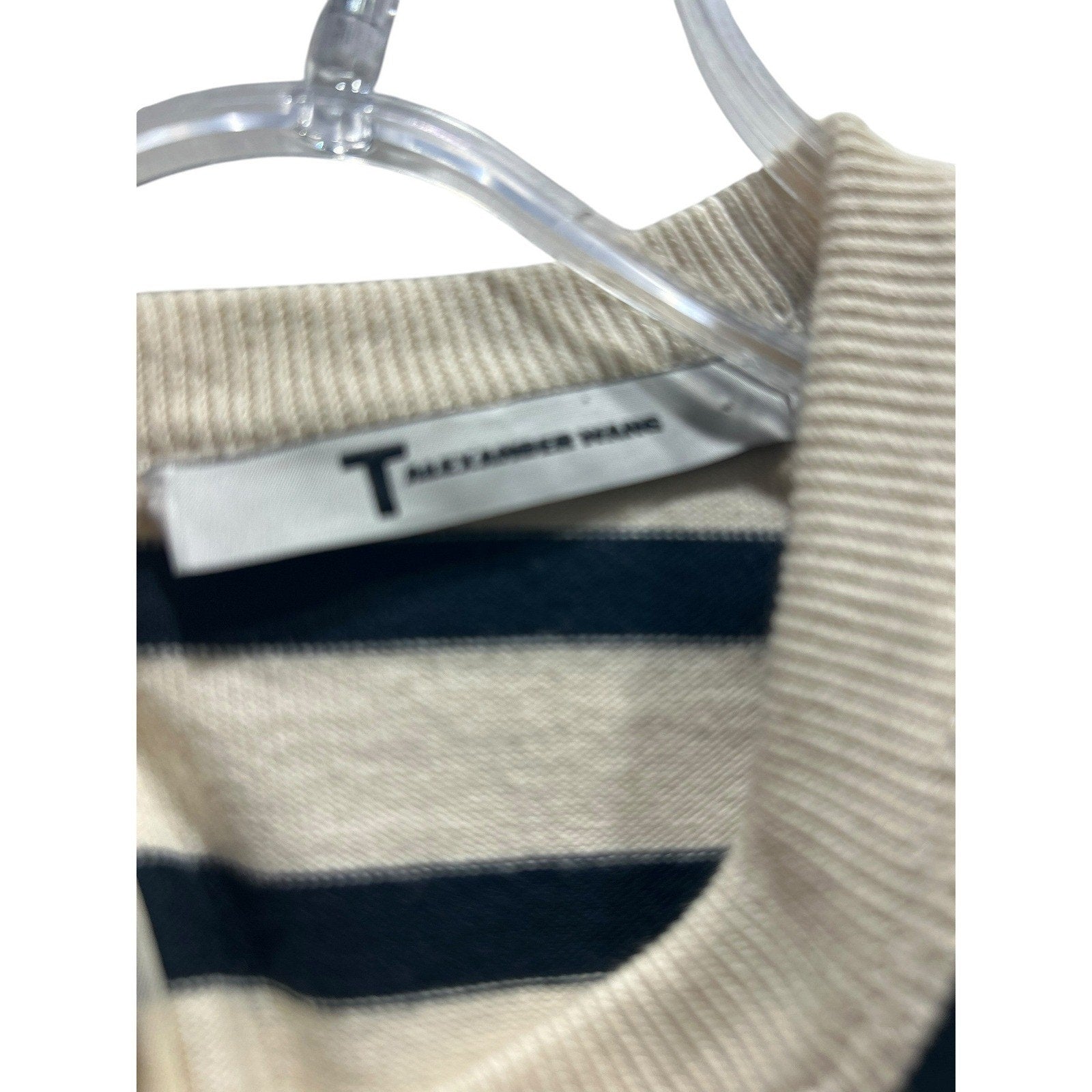 T by Alexander Wang Womens XS Striped Sleeveless Peplum Top Ivory 100% Cotton