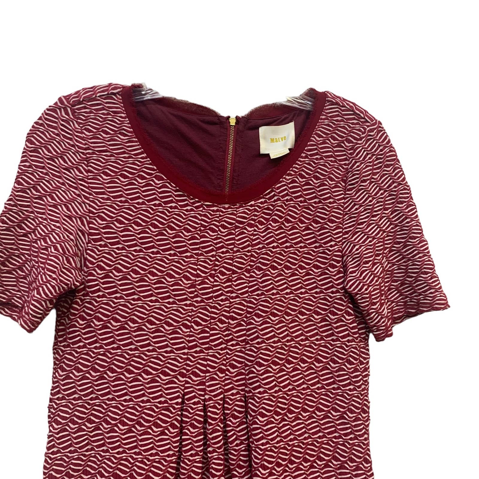 ANTHROPOLOGIE Maeve Dora Red & White Short Sleeve Shift Dress SZ XS