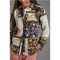 Anthropologie Quilted Patchwork Floral Jacket Black Cream Orange XS XS Boho