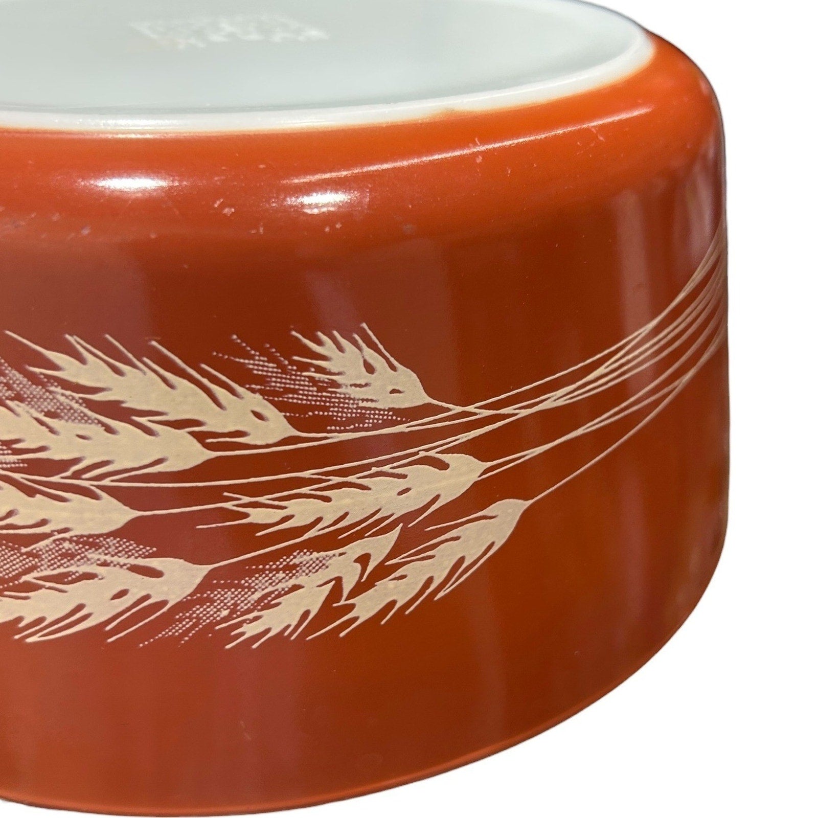 Pyrex Autumn Harvest 471-B 1.5 Pt Casserole Dish No Lid Burnt Orange Wheat USA