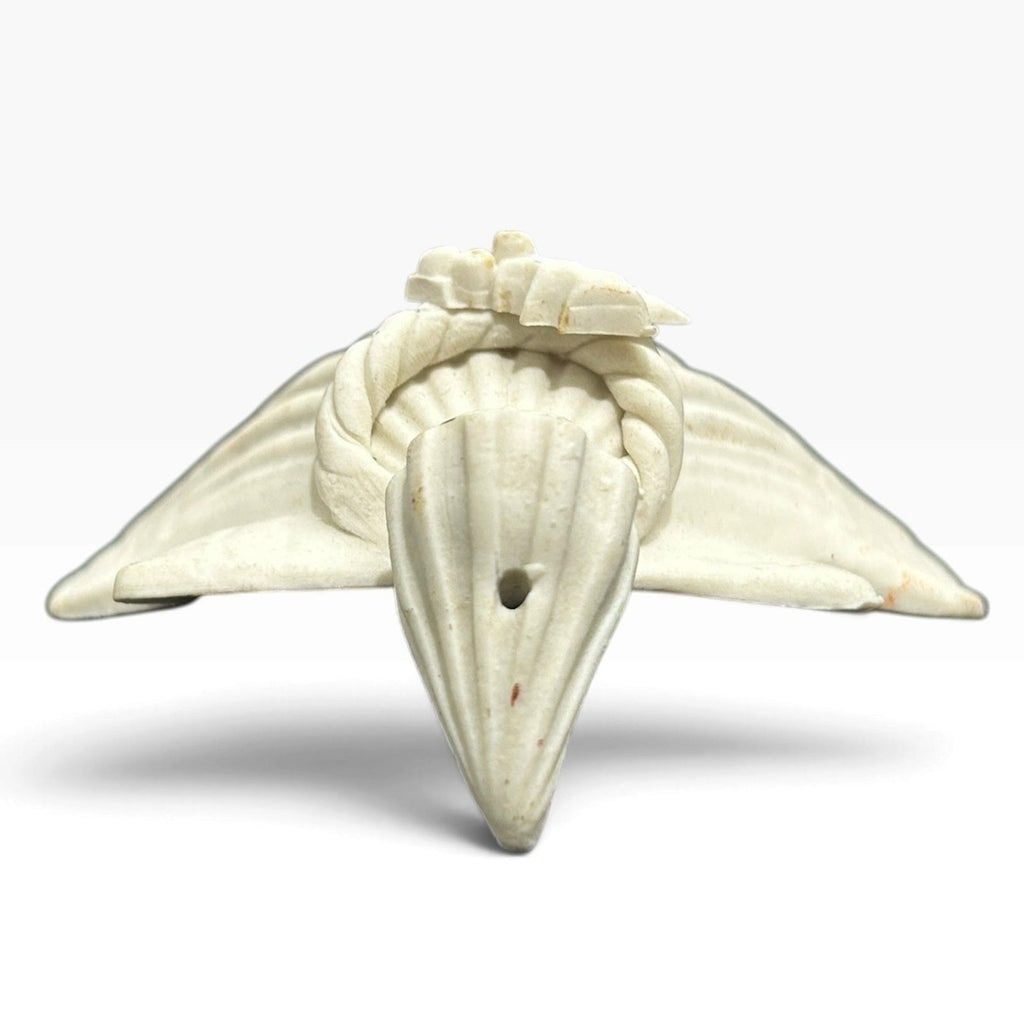 Vintage 1983 Margaret Furlong 3 Inch White Porcelain Shell Angel Ornament
