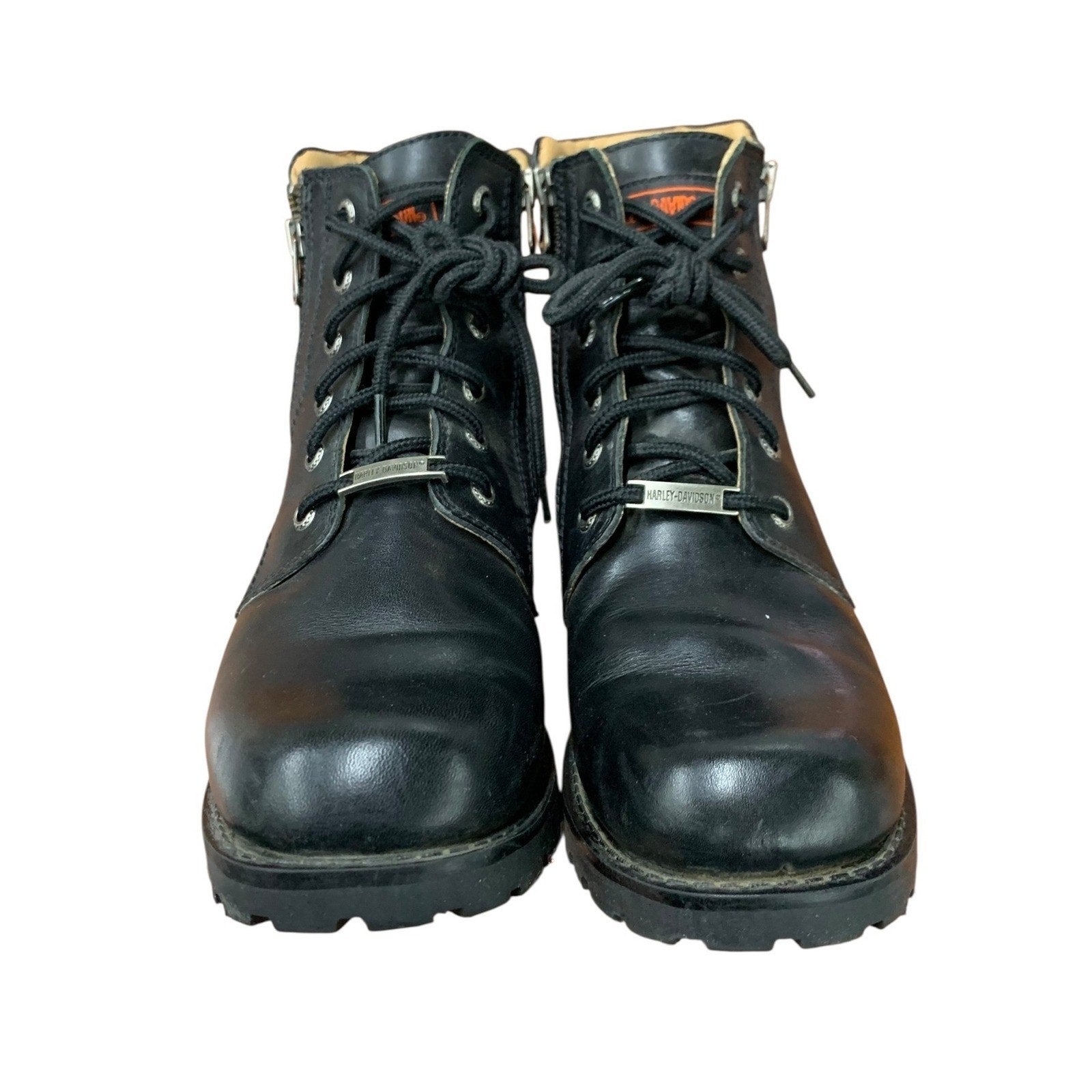 Harley-Davidson Men's Black Leather Lace Up Motorcycle Ankle Boots Size 7.5 USA