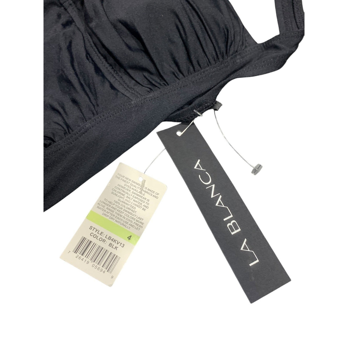 La Blanca Womens Black Ruched Halter One Piece Swimsuit LB4KV13 Size 4 NEW