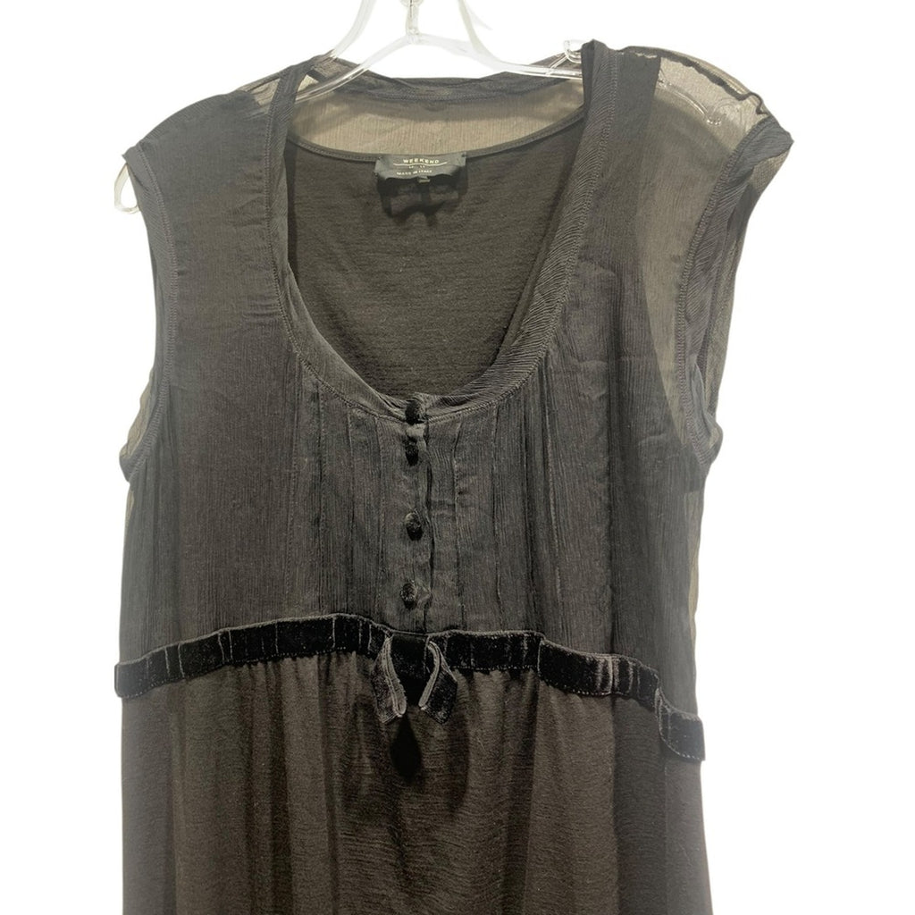 Weekend MaxMara Black Silk Blend Sheer Overlay Dress Made in Italy XL