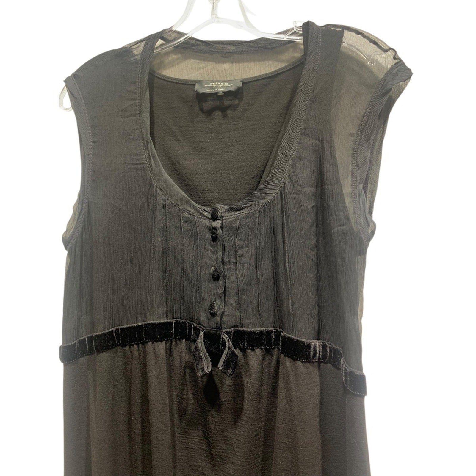 Weekend MaxMara Black Silk Blend Sheer Overlay Dress Made in Italy XL