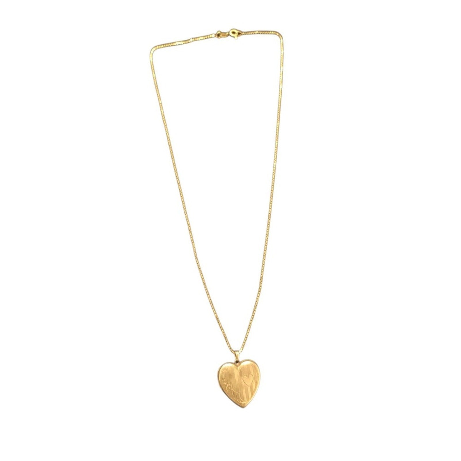 10K Gold Heart Locket with 18k Necklace Snake Chain Pendant
