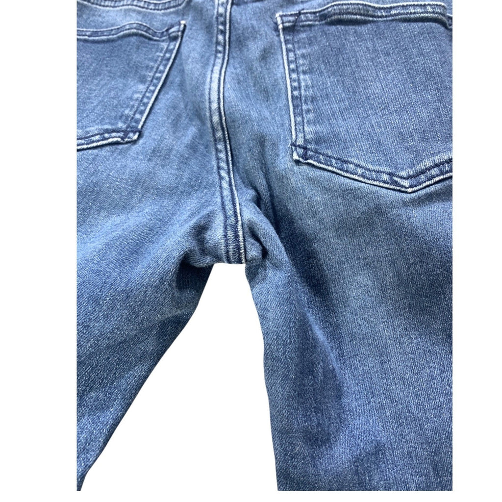 Pilcro and the Letterpress Flare Jeans Medium Wash Patch Pocket Raw Hem 29